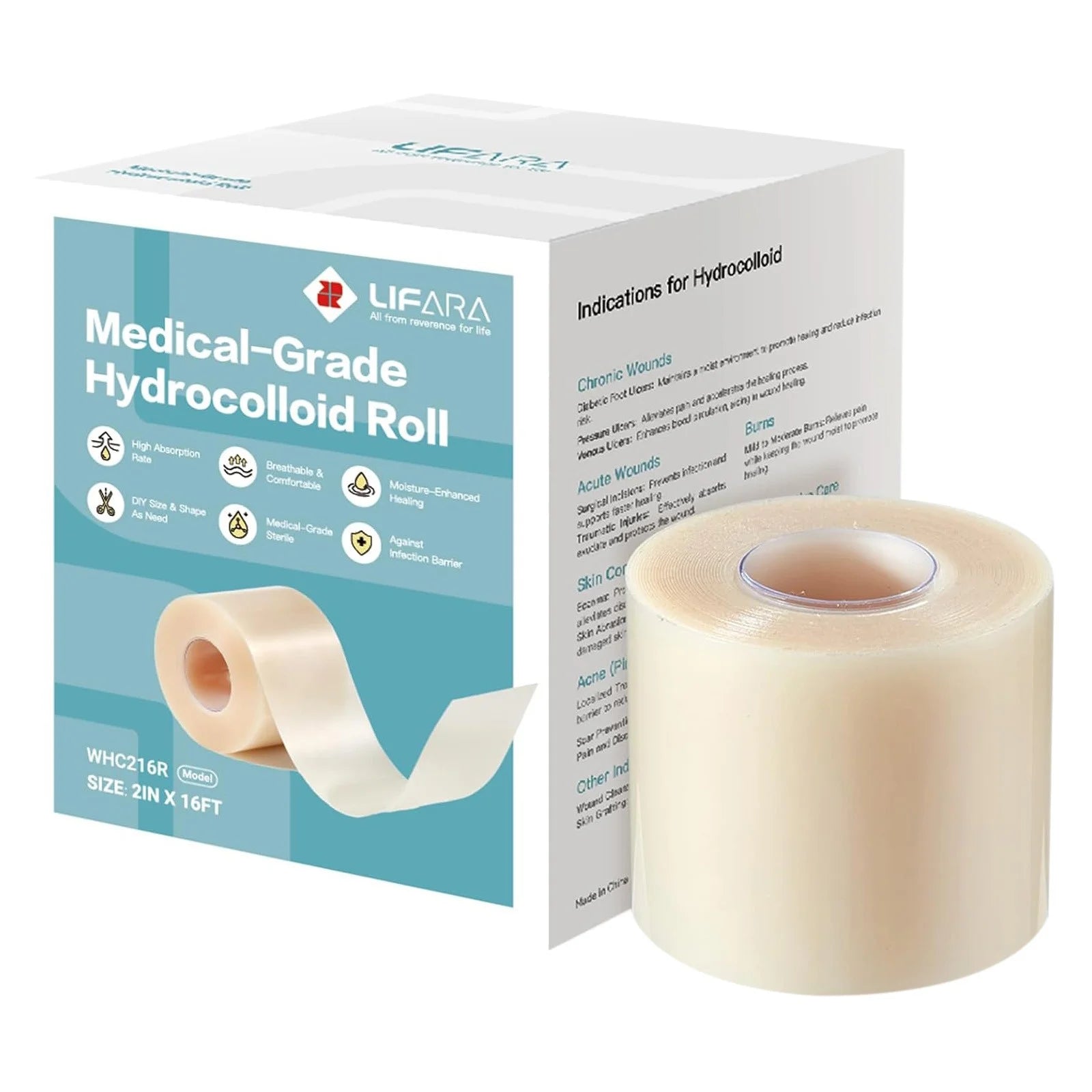 Hydrocolloid Roll for Wound Care - Cut-To-Size, Extra Large Hydrocolloid Patch Bandages with Self-Adhesive, Ultra Absorbent, Flexible & Waterproof, First Aid Kit Essential